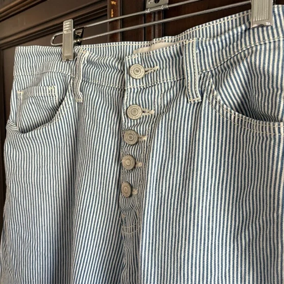 Flying Monkey Wide Leg Railroad Striped Cropped Jeans size 29 - Picture 2 of 5